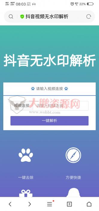 抖音无水印解析网站精美源码-无需数据库 安装