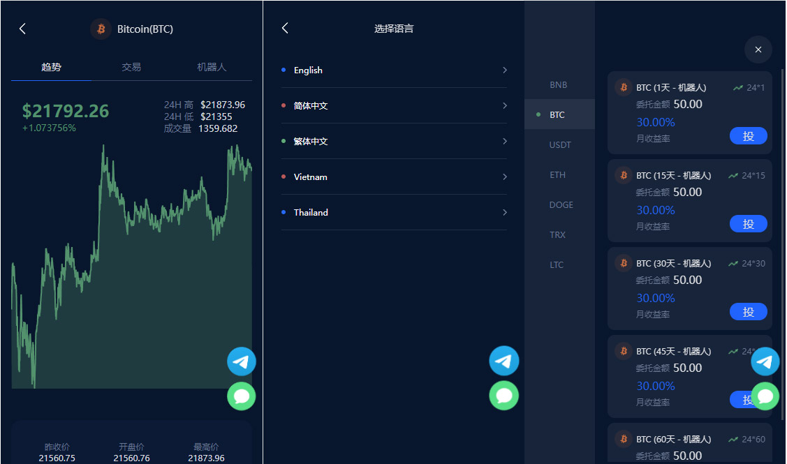 BTC虚拟币质押定期存币源码_加密货币_五国语言收益理财 机器人量化交易系统