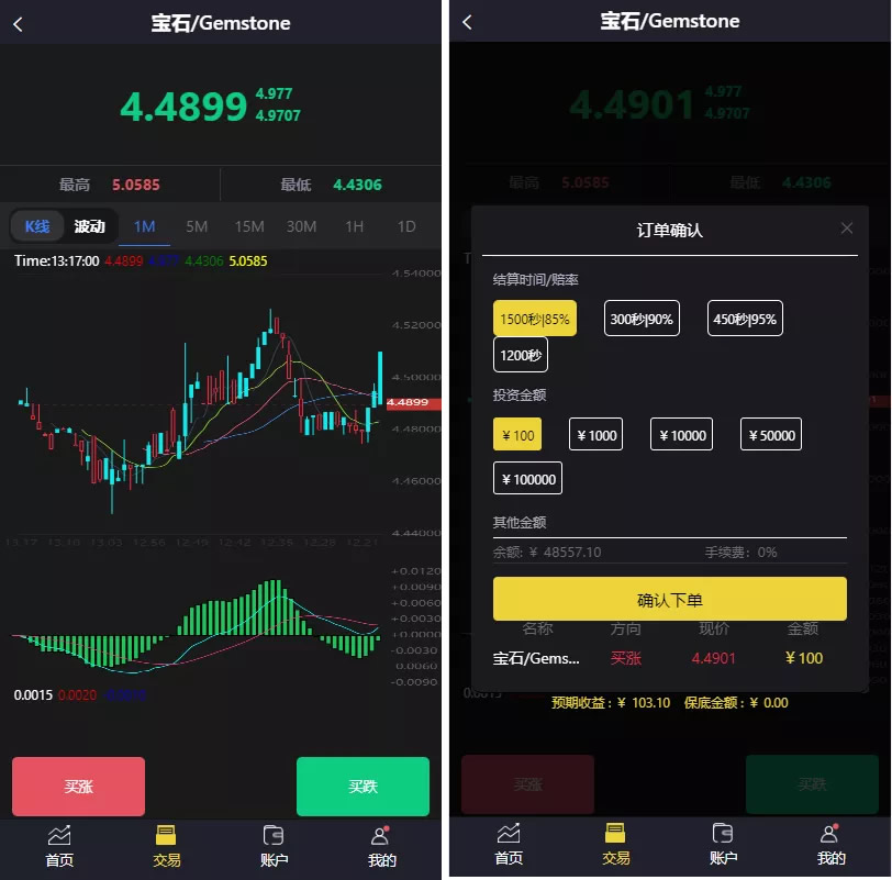 一套二开版微交易系统/贵金属交易平台/微盘交易系统