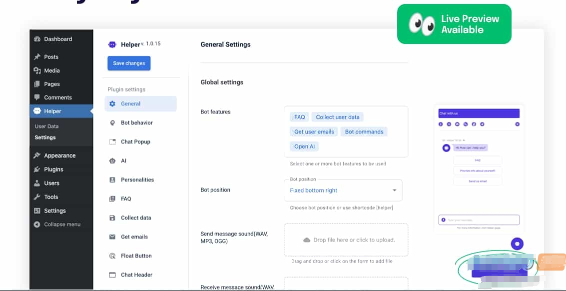 WordPress 插件 OpenAI 聊天机器人 – Helper助手破解版 1.0.18
