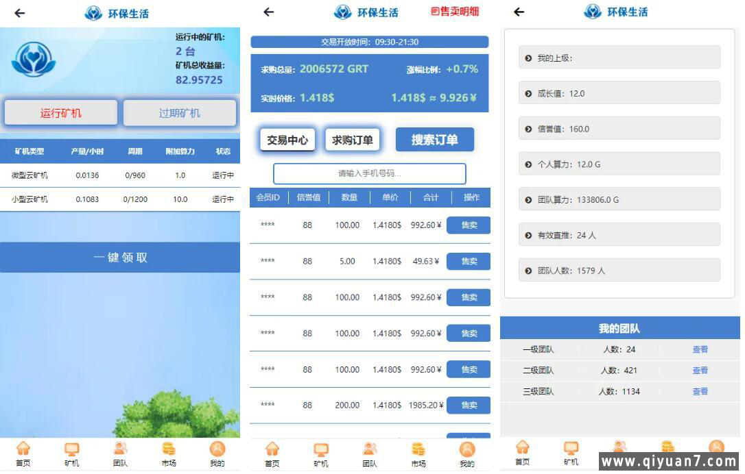 GRT矿机+区块链源码+云K机算力+子母币运营机制