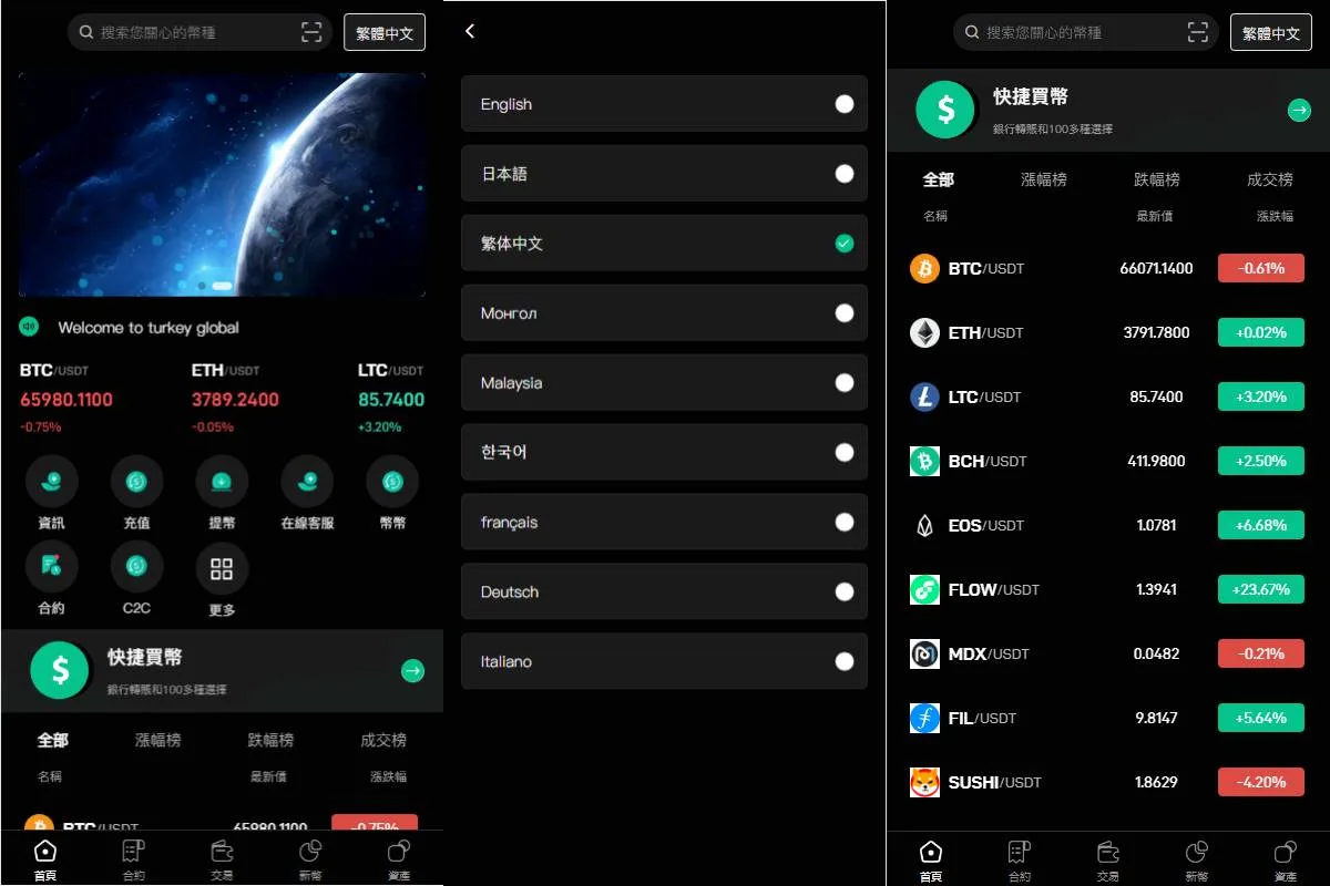 Turkey Global全开源9语言交易所源码/币币交易+合约交易+秒合约交易+C2C交易+新币认购+理财/前端uniapp纯源码+后端php