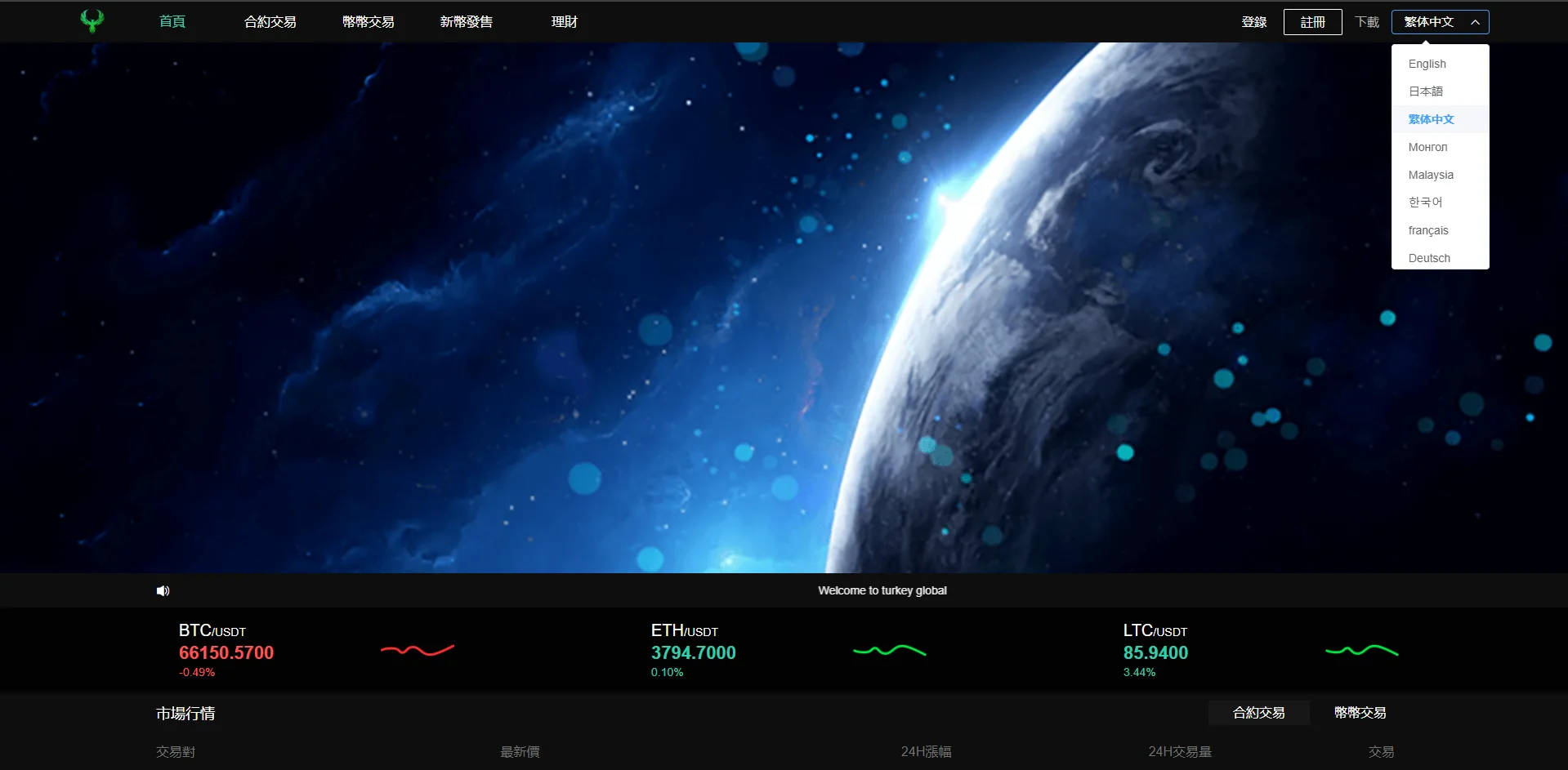 Turkey Global全开源9语言交易所源码/币币交易+合约交易+秒合约交易+C2C交易+新币认购+理财/前端uniapp纯源码+后端php