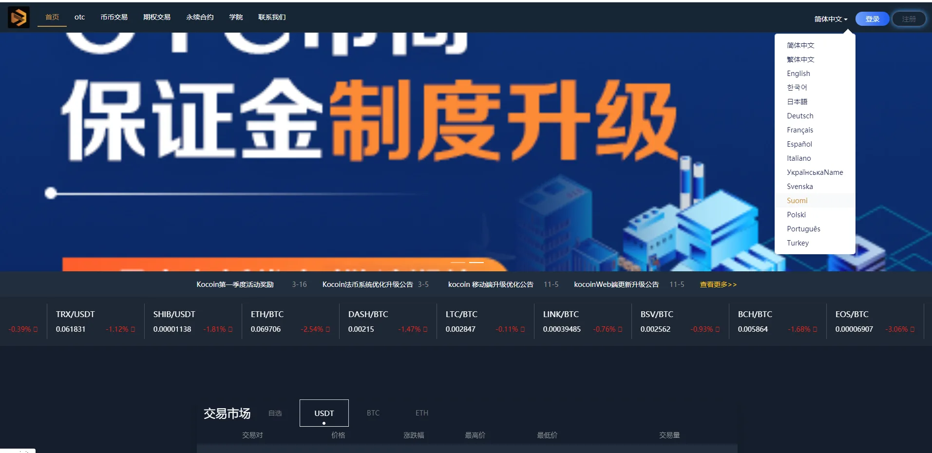 BIFire多语言交易所源码/期权交易/合约交易/OTC/申购/币币秒合约