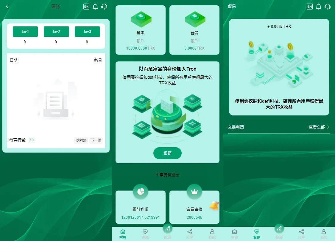 多语言TRX投资理财源码/波场trx自动归集钱包/区块链投资