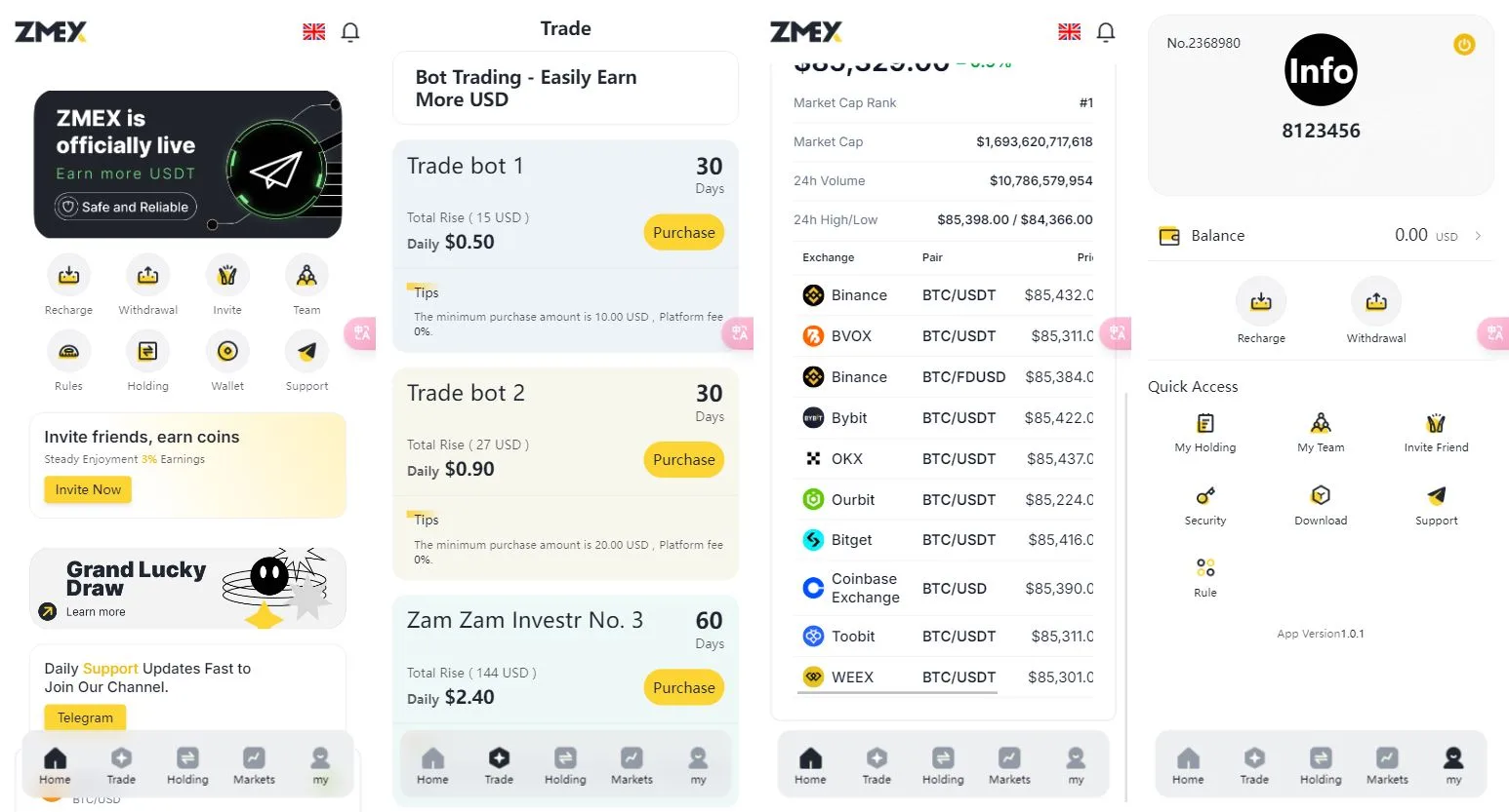 ZMEX智能AI机器人投资理财源码/海外投资理财源码下载