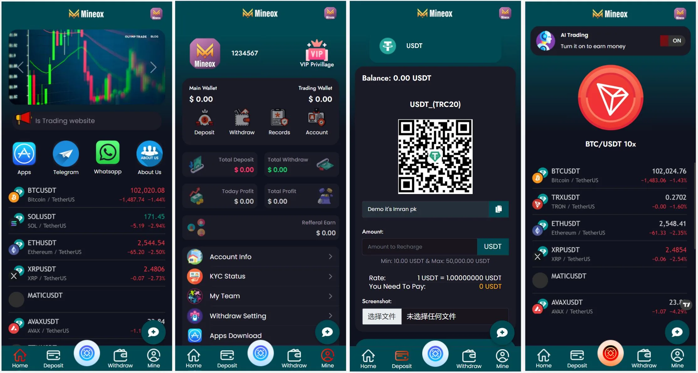 Mineox ai虚拟币USDT投资理财自动赚钱交易源码下载