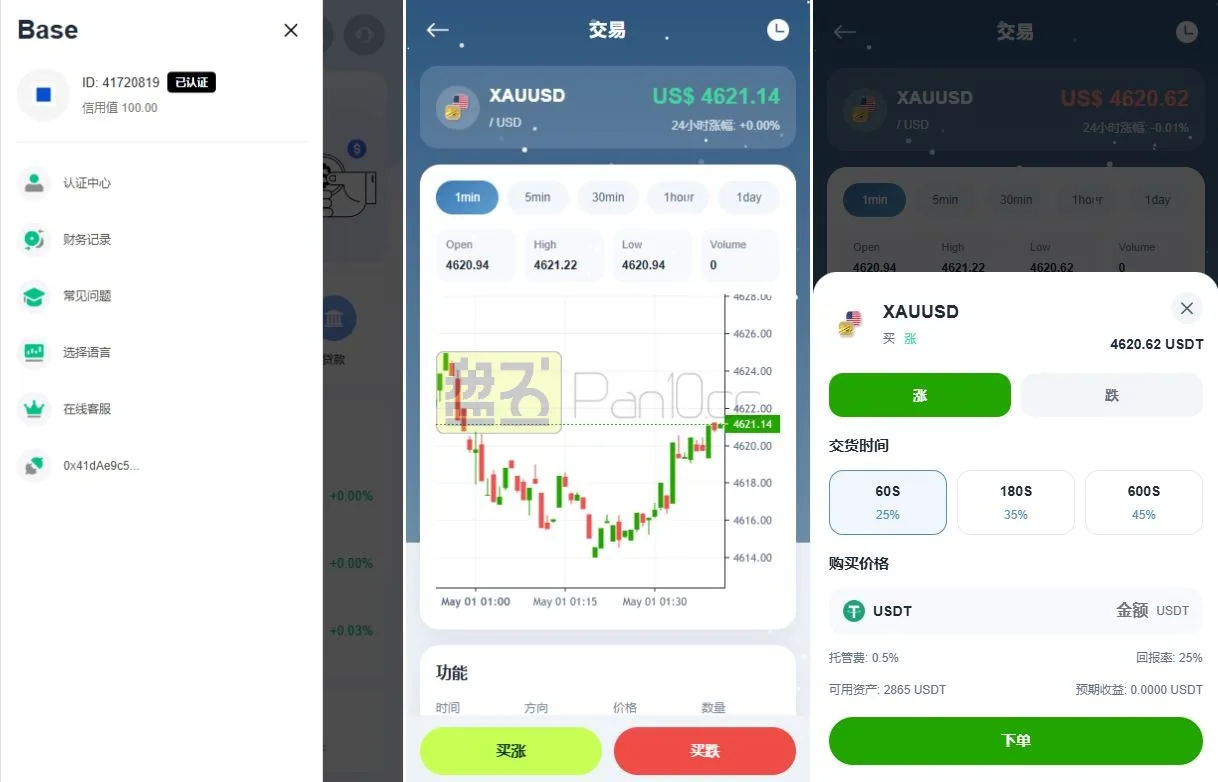 全开源海外DAPP秒合约系统Vue+PHP黄金/外汇免费行情接口AI质押量化信用分贷款