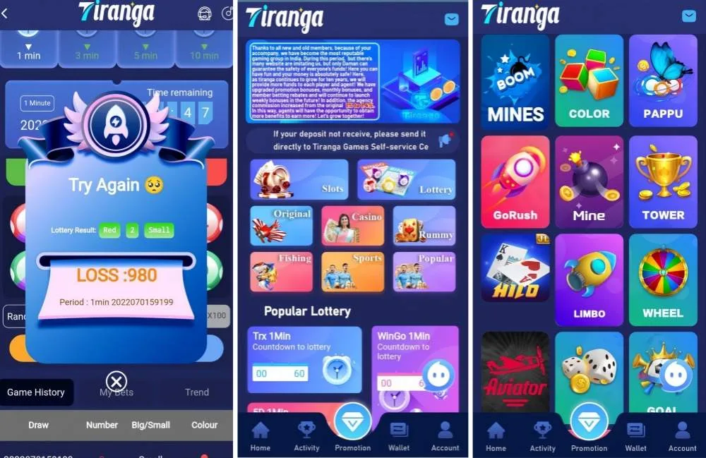 Tiranga印度彩票游戏平台 | Node.js+Express+MySQL (未测)